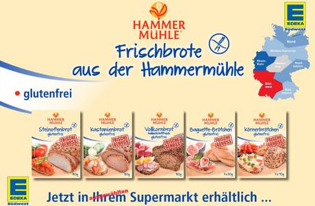 EDEKA Südwest hat eine Testaktion mit der Hammermühle – Frische glutenfreie Brote und Brötchen im Laden um die Ecke EDEKA Kammermühle Aktion Juli 2015