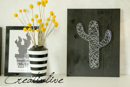 DIY Nagel-Fadenbild Kaktus und ein Kissen