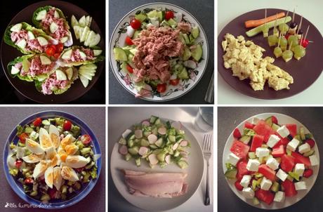 Low Carb Lunch: Salat mit Thunfisch, Forelle, Ei oder Feta, gerne auch Rührei