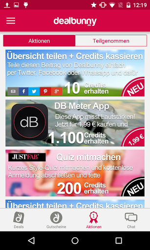 dealbunny.de Schnäppchen App für Sparfüchse (inkl. 2 EUR Gutschein)