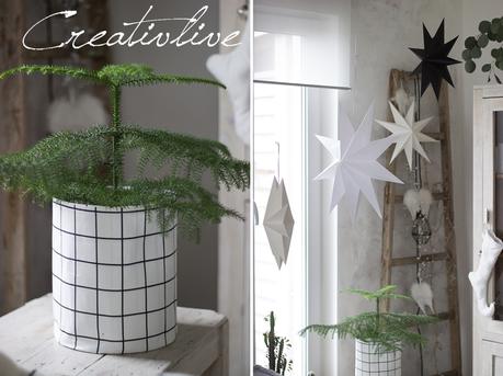 DIY Papiersterne und weihnachtlicher Blumenstrauß