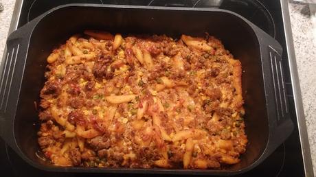 Schupfnudel-Hackpfanne, überbacken Schupfnudel-Hackpfanne, überbacken