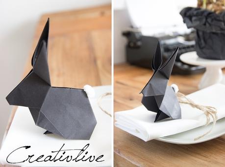 Origami-Hasen für den Ostertisch