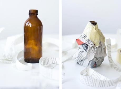 [Nachmachtipp] Pappmaché Vasen aus Flaschen und Buchseiten