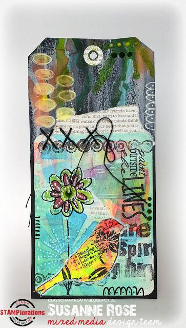 Mixed Media Tag with STAMPlorations