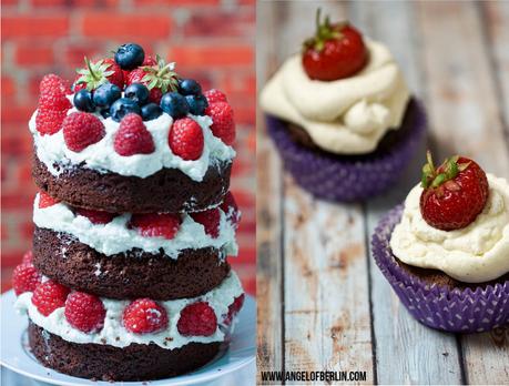 [bakes...] Chocolate Naked Cake with Vanilla Cream and Berries