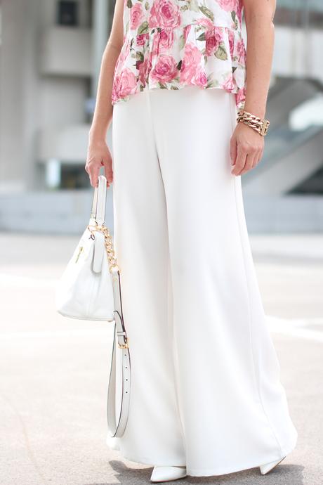 White pants & pink roses
