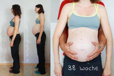 babybauch 38 Wochen vergleich 1 und 2 schwangerschaft