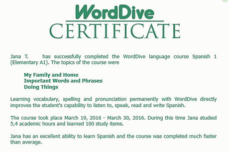 Jaimee lernt Spanisch mit WordDive inklusive Gewinnspiel
