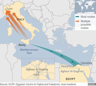 Die neue und stark frequentierte Flüchtlingsroute über Ägypten