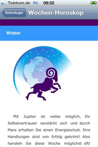 Wochen Horoskop als kostenlose App für Freunde der Astrologie
