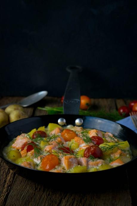 Cremige Kartoffel Lachs Pfanne mit Dill Cremige Kartoffel Lachs Pfanne mit Dill