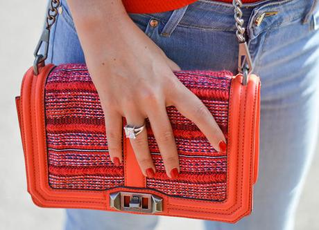 Outfit: Rebecca Minkoff Love Crossbody and Cold-Shoulder Top