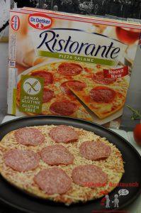 Die glutenfreien Dr. Oetker Pizzen: Salami und Mozzarella. Gewinnspiel Pizza Salame direkt aus der Verpackung