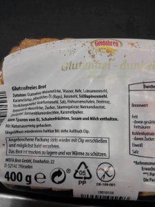 Glutenfreies Brot bei ALDI Nord – Achtung vor möglicher glutenfreier Weizenstärke Zutatenliste des ALDI Nord Brotes von WEFA mit Weizenstärke