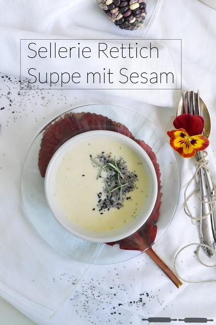 herbstliche Sellerie Rettich Suppe mit Sesam / Celery Radish Soup with Sesame