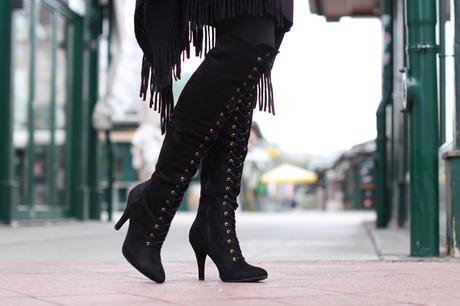 Over the knee boots & poncho
