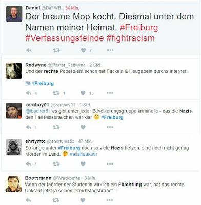 Mordfall in Freiburg: Mitverantwortliche kämpfen um Deutungshoheit (Kritik = Hetze)/ Linke antworten mit Hass und Verhöhnung