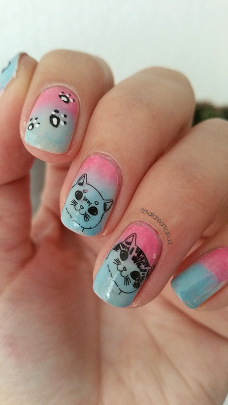maybelline_pink_blue_ombrenails_cats_waterdecals