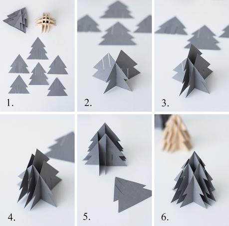 Anleitung: DIY 3-D Tannenbäume aus Papier