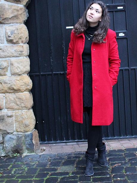 Winter Essentials: Red Coat & Turtleneck