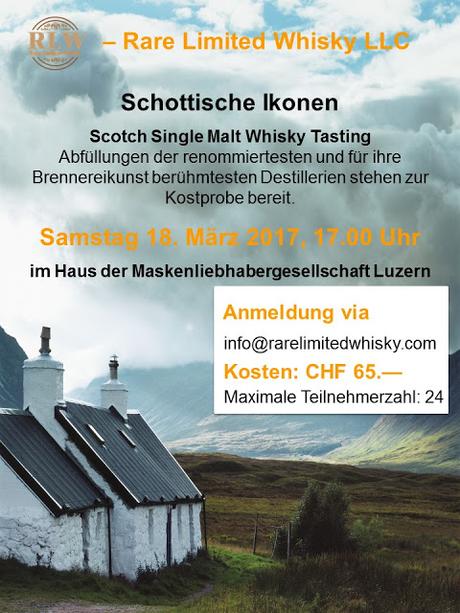 Schottische Ikonen - Frühlings-Whiskytasting am SA 18.3.2017 in Luzern