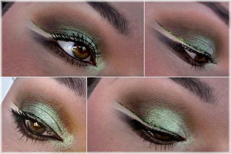 AMU mit grünem Glitter Eyeliner 