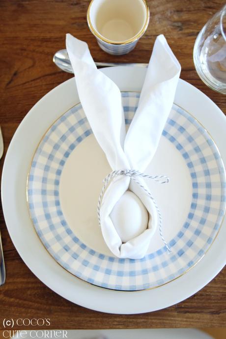 Tischdekoration für den Osterbrunch - Serviettenhasen