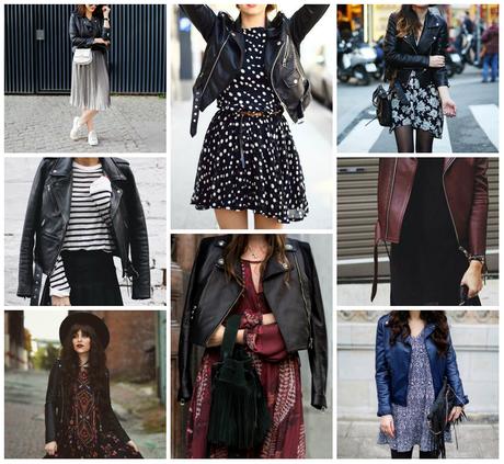 Spring Uniform // Leather Jacket and Dress collage_leather