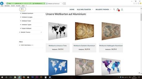 Die Weltkarten auf Aluminium.