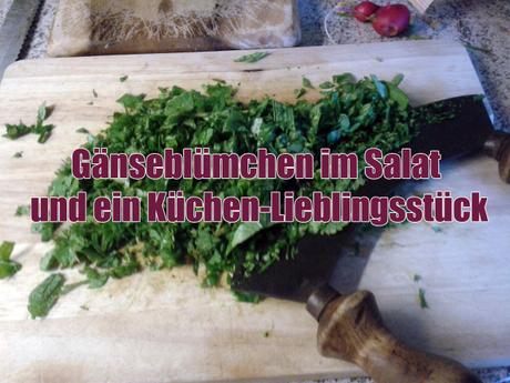 Gänseblümchen im Salat und ein Küchen-Lieblingsstück