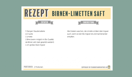 Saftrezept: Birnen-Limetten-Saft mit Sellerie