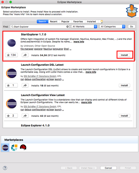 Start Explorer 1.7.0 läuft auch unter Eclipse Oxygen 4.7 Mac Os X