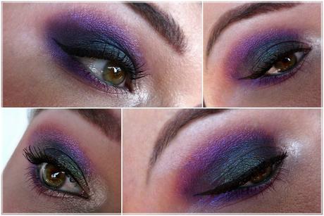 farbenfrohes smokey eye türkis violett