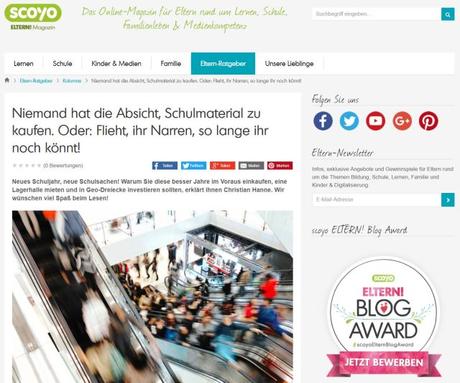 scoyo-Kolumne: Niemand hat die Absicht, Schulmaterial zu kaufen scoyo-Kolumne: Niemand hat die Absicht, Schulmaterial zu kaufen