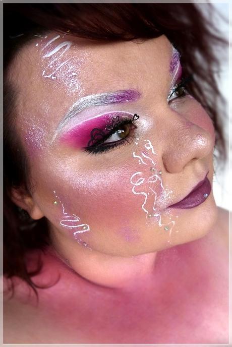 makeup art look pink glitter