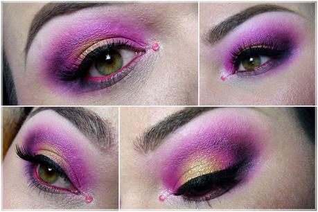 Halo eye makeup pink gold