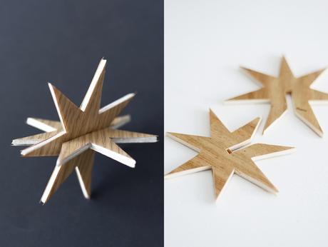 DIY Weihnachtsschmuck: 3D - Holzsterne zum Stecken