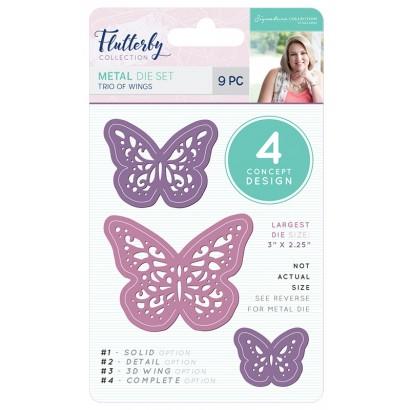 Sara Signature Collection - Flutterby - Metal Die - Trio of Wings