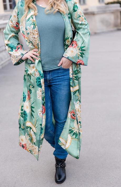 Outfit – the green Zara Kimono
