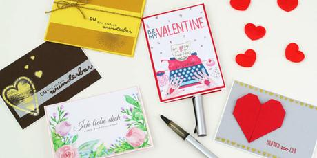 Valentinstags-Karte basteln: 5 Ideen für schöne Karten (inkl. Karten zum kostenlos ausdrucken)