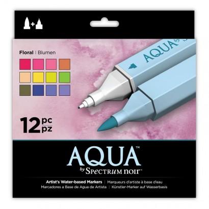 Aqua by Spectrum Noir 12 Pen Set - Floral
