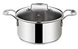 Tefal E79162 Jamie Oliver Induction Kochtopf mit Glasdeckel, 24 cm Durchmesser, 6,7 L, induktionsgeeignet, Edelstahl Tefal E79162 Jamie Oliver Induction Kochtopf mit Glasdeckel, 24 cm Durchmesser, 6,7 L, induktionsgeeignet, Edelstahl