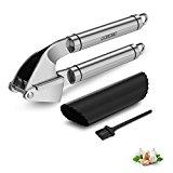 qobobo® Premium Edelstahl Knoblauch presse, Garlic Press, Knoblauchbrecher mit Silikon Knoblauchschäler qobobo® Premium Edelstahl Knoblauch presse, Garlic Press, Knoblauchbrecher mit Silikon Knoblauchschäler