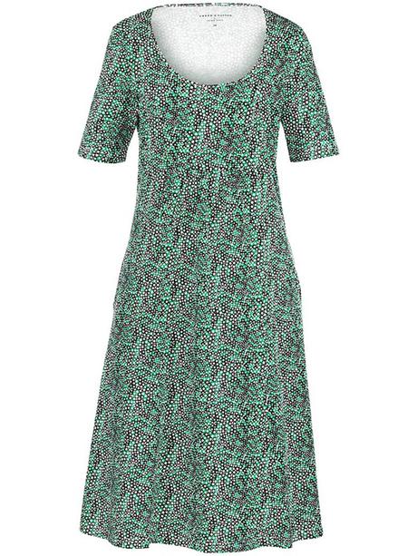 Green Cotton – umweltfreundliche Kleider bei Peter Hahn green cotton Kleid mit Halbarm aus 100 Prozent Baumwolle in ecru smaragd schwarz
