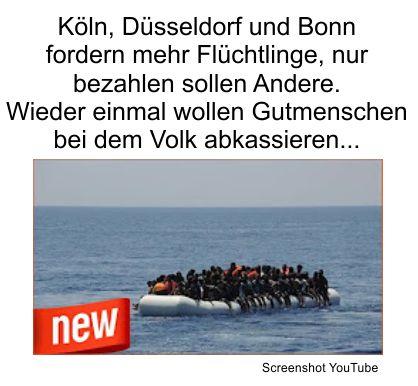 Immer rein ins Land: Die NRW Städte Köln, Düsseldorf und Bonn möchten mehr Flüchtlinge aufnehmen, wenn der Bund es bezahlt