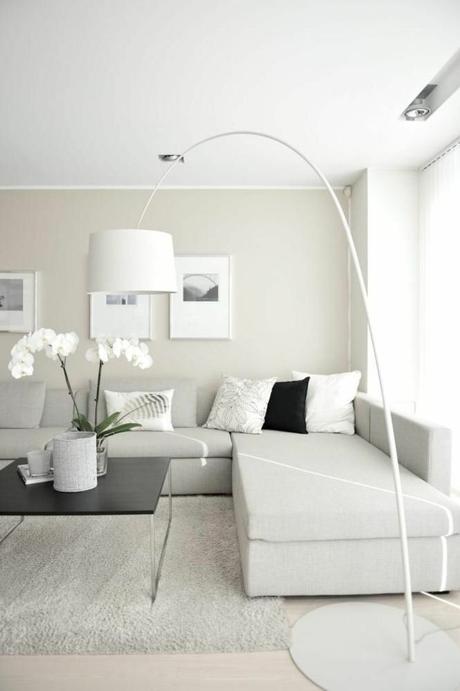 Glamourös Wohnzimmer Weiß Braun
 Design