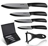GEEKHOM Keramikmesser Set mit Schutzhülle Küchenmesser Rostbeständig und Fleckenbeständig Kochmesser aus Gesundem Zirkonium 4-Teilig Allzweckmesser und 1 Sparschäler (Schwarz) GEEKHOM Keramikmesser Set mit Schutzhülle Küchenmesser Rostbeständig und Fleckenbeständig Kochmesser aus Gesundem Zirkonium 4-Teilig Allzweckmesser und 1 Sparschäler (Schwarz)