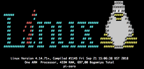 System-Info mit ASCII-Art-Logo 藝術 nach dem Login auf dem Raspberry Pi anzeigen mit linuxlogo (Version 5.11) und screenfetch (Version 3.6.8)