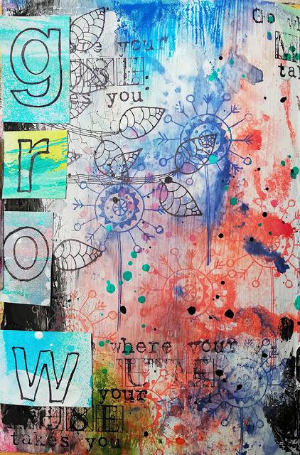 Art Journal Page with Distress Oxides Inks and Rubber Dance